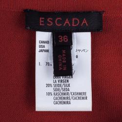 Pre Owned Escada Red Knit Embellished Top S