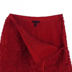 Pre Owned Escada Red Rose Detail Skirt S