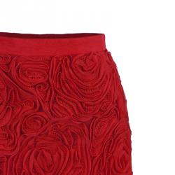 Pre Owned Escada Red Rose Detail Skirt S