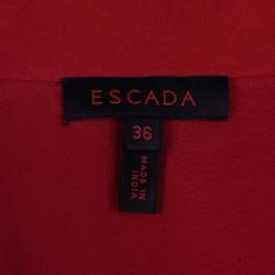 Pre Owned Escada Red Rose Detail Skirt S