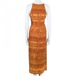 Pre Owned Escada Orange Linen Maxi Dress S