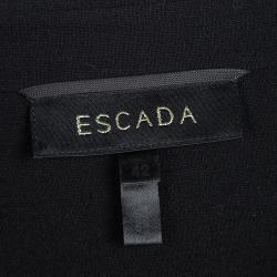 Escada Black Textured Wool Mink Trim Jacket M