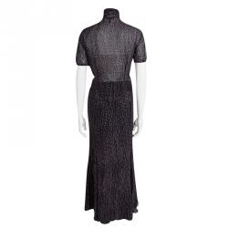 Pre Owned Escada Navy Blue Dot Print Silk Blouse and Skirt Set M