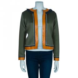 Essa Walla Olive Green Contrast Trim Neoprene Cardigan M/L