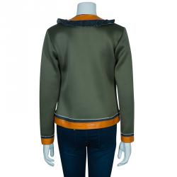 Essa Walla Olive Green Contrast Trim Neoprene Cardigan M/L