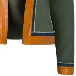 Essa Walla Olive Green Contrast Trim Neoprene Cardigan M/L