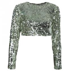 Essa Walla Gold Sequin Crop Top S