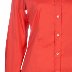 Pre Owned قميص إيترو بأزرار قطن برتقالي M