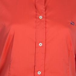 Pre Owned قميص إيترو بأزرار قطن برتقالي M