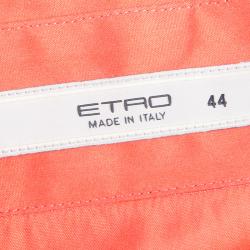 Pre Owned قميص إيترو بأزرار قطن برتقالي M