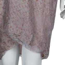 Pre Owned Etro Printed Ruffle Collar Tassel Tie-Up Crushed Silk Dress M