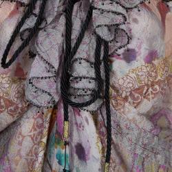 Pre Owned Etro Printed Ruffle Collar Tassel Tie-Up Crushed Silk Dress M