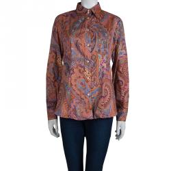 Pre Owned قميص إيترو قطن مطبوع متعدد الألوان بأكمام طو يلة أزرار أمامية M