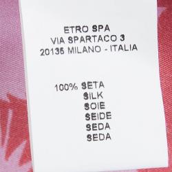 مملوكة مسبقًا قميص إيترو حرير مطبوع مورد بأكمام طويلة أزرار أمامية L