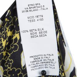 Pre Owned قميص إيترو حرير أسود وأصفر مورد بأكمام طويلة وأزرار أمامية L