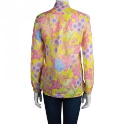 مملوكة مسبقًا Etro Yellow Floral Printed Long Sleeve Button Front Shirt S