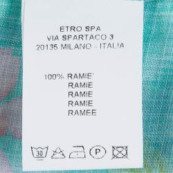 Pre Owned قميص إيترو أخضر مورد مطبوع بأكمام طويلة أزرار أمامية L