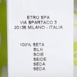 Pre Owned قميص إيترو حرير أخضر فاتح مورد بأكمام طويلة أزرار أمامية M