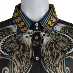 مملوكة مسبقًا Etro Multicolor Printed Long Sleeve Button Front Cotton Shirt XL