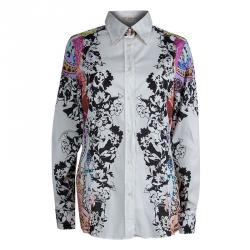 Pre Owned Etro White Floral Printed Long Sleeve Button Front Cotton Shirt XL