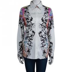 Pre Owned Etro White Floral Printed Long Sleeve Button Front Cotton Shirt XL