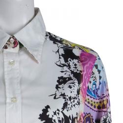 Pre Owned Etro White Floral Printed Long Sleeve Button Front Cotton Shirt XL