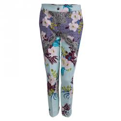 Pre Owned Etro Multicolor Floral Printed Textured Cotton Trousers M
