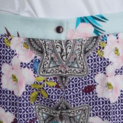 Pre Owned Etro Multicolor Floral Printed Textured Cotton Trousers M