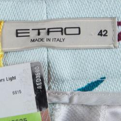 Pre Owned Etro Multicolor Floral Printed Textured Cotton Trousers M