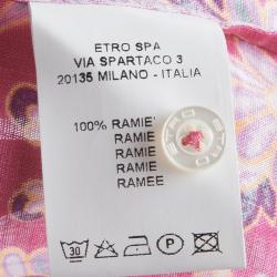 مملوكة مسبقًا قميص إيترو رامية وردي مطبوع متعدد الألوان بأزرار أمامية L