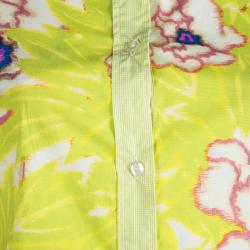 Pre Owned Etro Lime Green Floral Printed Long Sleeve Button Front Shirt M