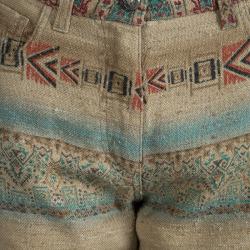 Etro Beige Aztec Printed Textured Fringed Bottom Trousers S