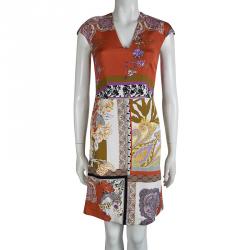 Pre Owned فستان إيترو مطبوع متعدد الألوان بأكمام قصيرة ضيق S