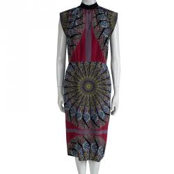 مملوكة مسبقًا Etro Multicolor Printed Silk Cap Sleeve Sheath Dress M
