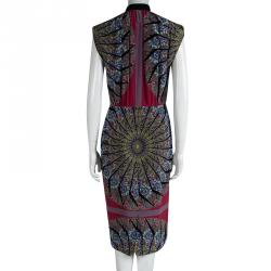 مملوكة مسبقًا Etro Multicolor Printed Silk Cap Sleeve Sheath Dress M