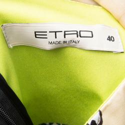 Pre Owned فستان إيترو قطن مطبوع متعدد الألوان رقبة حرف V بلا أكمام S