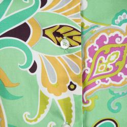 Pre Owned Etro Light Green Floral Printed Long Sleeve Button Front Shirt M