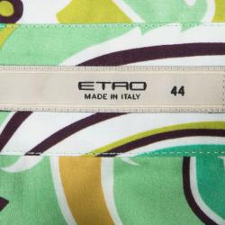 Pre Owned Etro Light Green Floral Printed Long Sleeve Button Front Shirt M