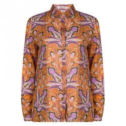 Pre Owned Etro Orange Paisley Printed Long Sleeve Button Front Shirt M