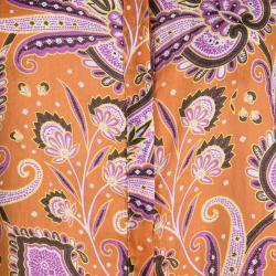 Pre Owned Etro Orange Paisley Printed Long Sleeve Button Front Shirt M