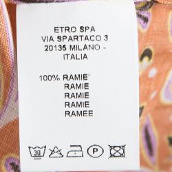 Pre Owned Etro Orange Paisley Printed Long Sleeve Button Front Shirt M