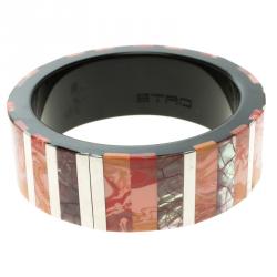 Pre Owned Etro Multicolor Inlay Wide Bangle Bracelet 20cm