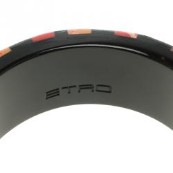 Pre Owned Etro Multicolor Inlay Wide Bangle Bracelet 20cm