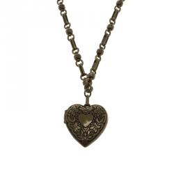 Pre Owned Etro Heart Locket Brass Necklace