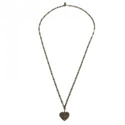 Pre Owned Etro Heart Locket Brass Necklace