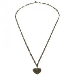 Pre Owned Etro Heart Locket Brass Necklace
