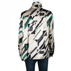 Pre Owned بلوزة إيترو حرير مطبوع متعدد الألوان ياقة ملتفة أكمام طويلة M