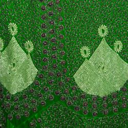 Pre Owned Etro Parrot Green Silk Hand Embellished Beadwork Midi Skirt M