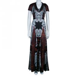 Pre Owned Etro Multicolor Printed Silk Gown M