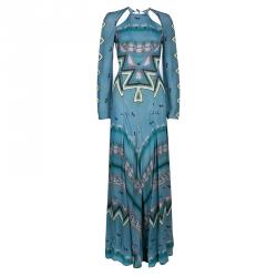 مملوكة مسبقًا Etro Blue Printed Long Sleeve Maxi Dress S